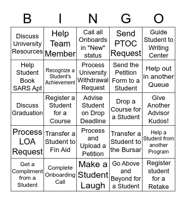 TERM START BINGO!  Bingo Card