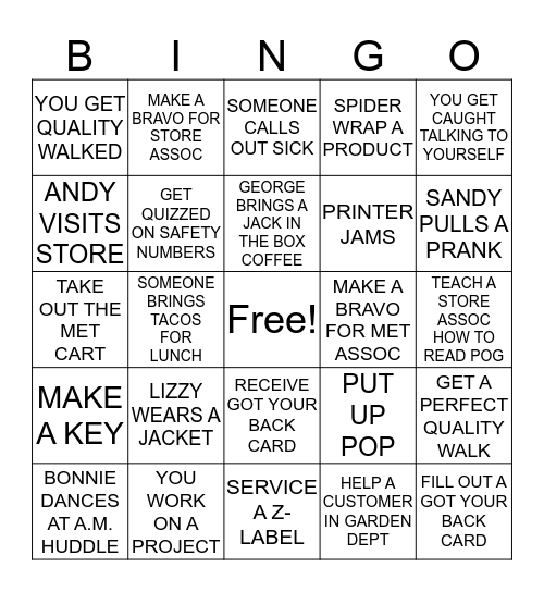 MET BINGO Card