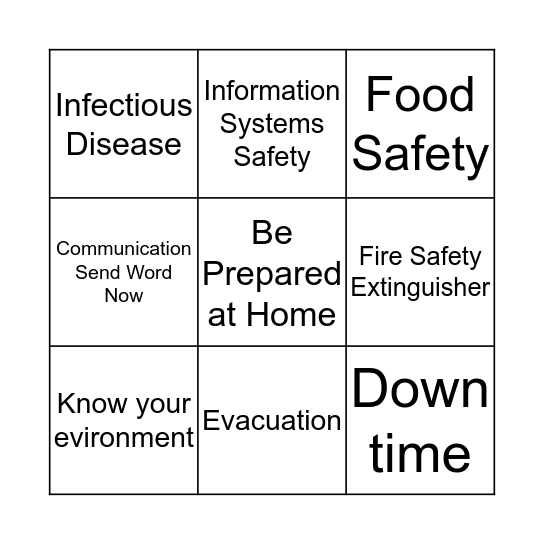 Passport to Preparedness Bingo Card