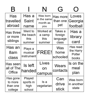 Someone who... Bingo Card