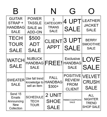 Its all about the Fall 2017 Collection!  Bingo Card