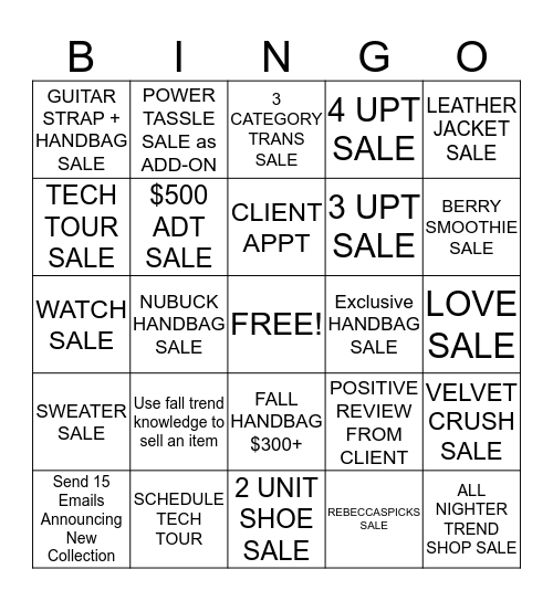 Its all about the Fall 2017 Collection!  Bingo Card