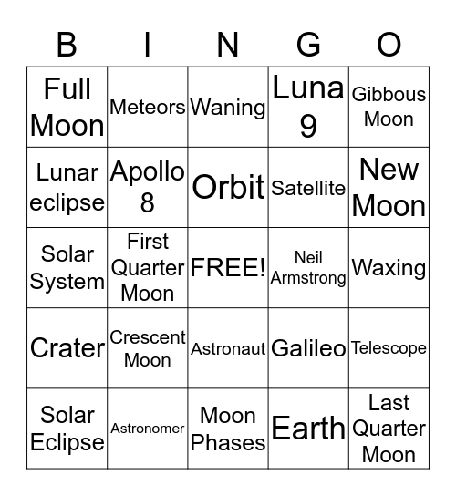 The Moon Bingo Card