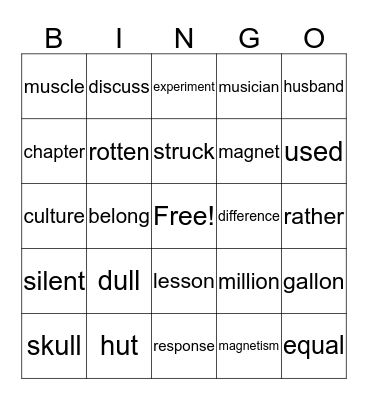 NVL Week 2 Bingo Card