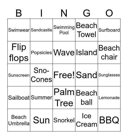 Trip to the Tropics Bingo Card