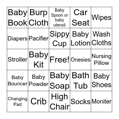 Baby Bingo Card