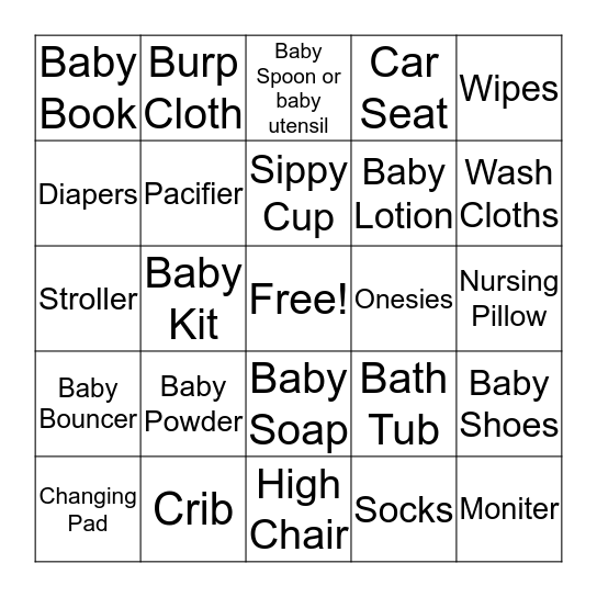 Baby Bingo Card