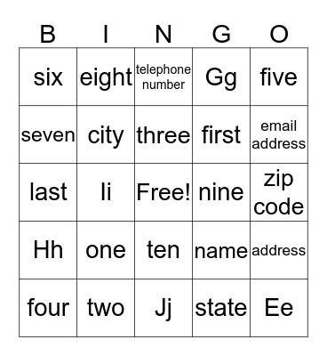 Bingo ! Bingo Card