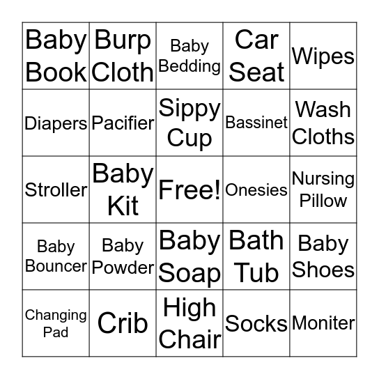 Baby Bingo Card