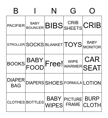 Baby Bingo Card