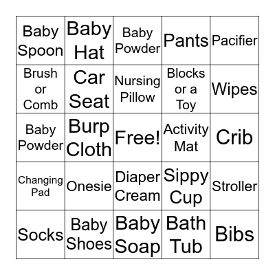 Baby Bingo Card