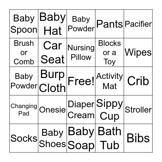 Baby Bingo Card