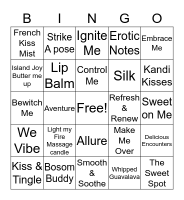 EROTIC BINGO  Bingo Card