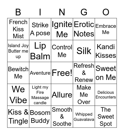 EROTIC BINGO  Bingo Card