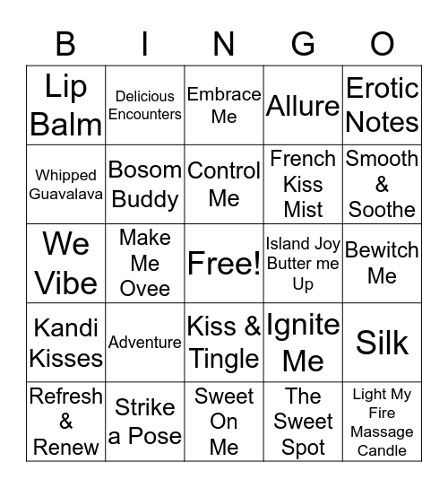 EROTIC BINGO Card