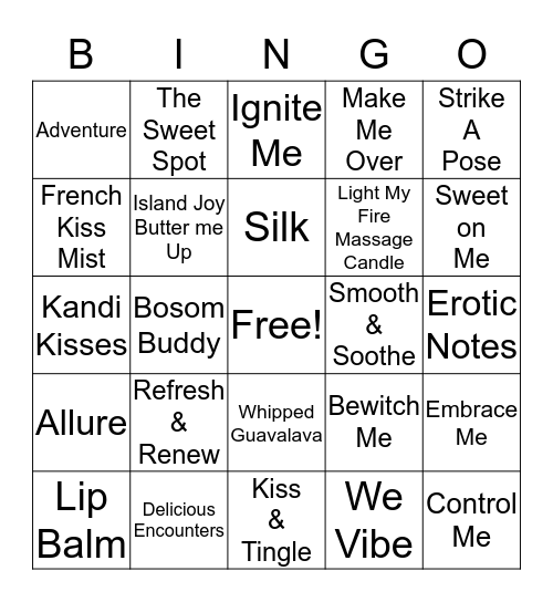 EROTIC BINGO  Bingo Card