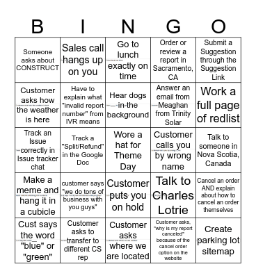 CS Bingo (8/24) Bingo Card