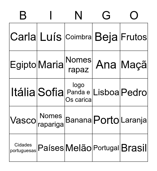 Panda e Os Caricas Bingo Card