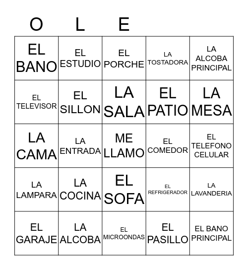 LA CASA Bingo Card