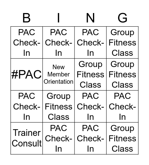 PAC 101 Bingo Card