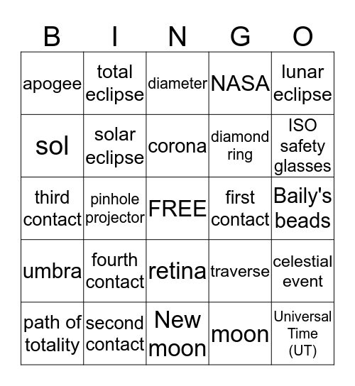 ECLIPSE! Bingo Card