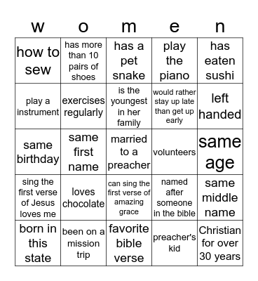 Love with Actions  & Truth Bingo Card