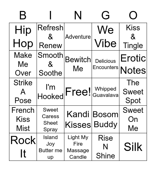 EROTIC BINGO  Bingo Card