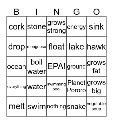 Water Bingo Card