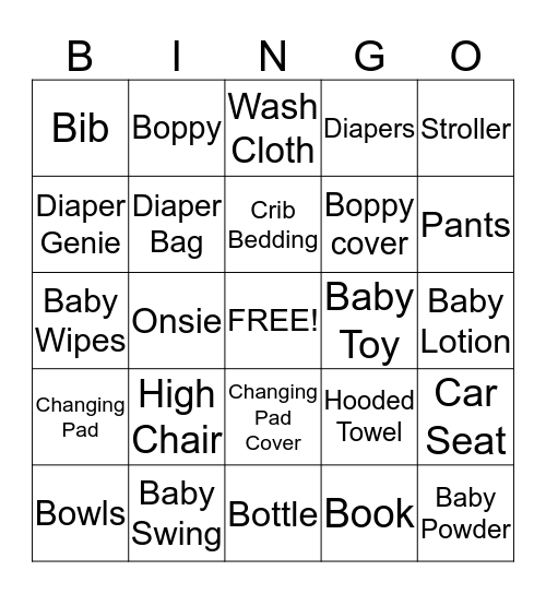 Brandy's Baby Bingo Card