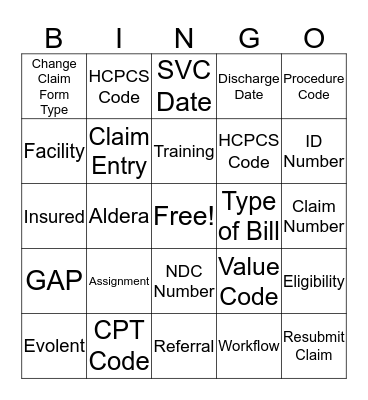 Evolent Bingo Card