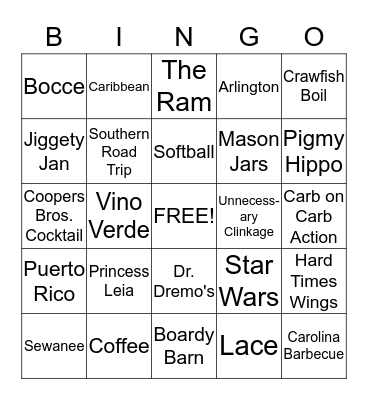 Becky Jon Bingo! Bingo Card