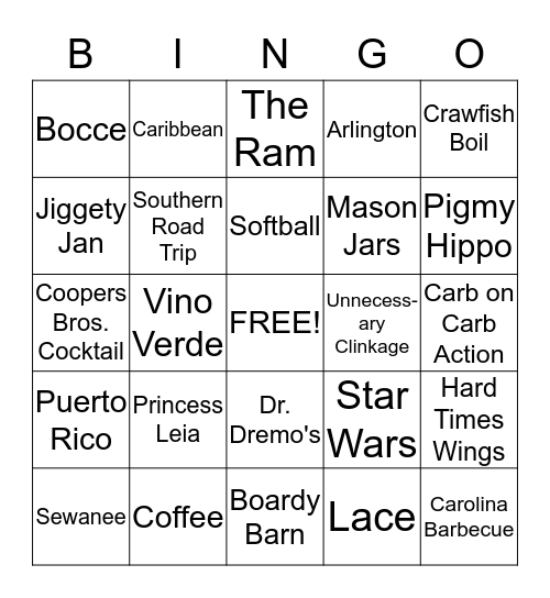 Becky Jon Bingo! Bingo Card