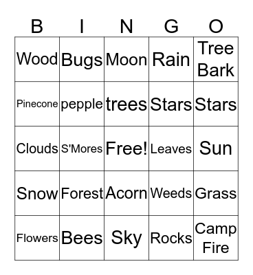 Outdoor Bingo Card