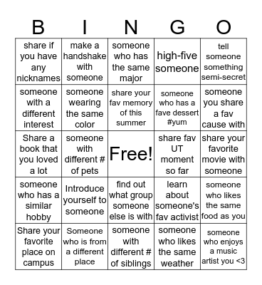 GSC Open House Bingo Card