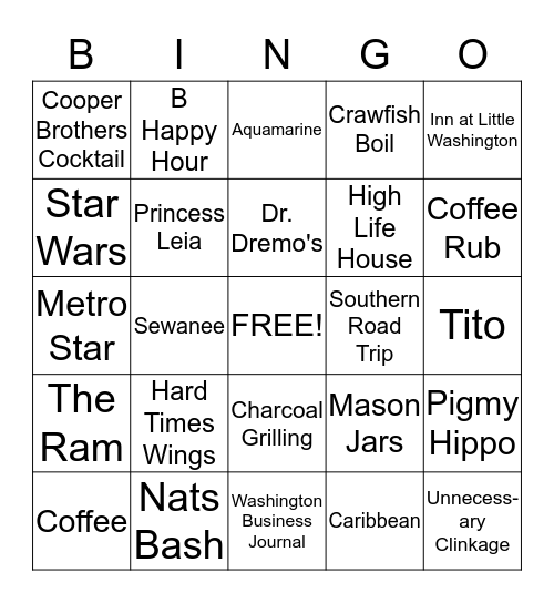 Becky Jon Bingo! Bingo Card