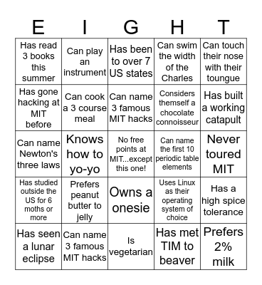 PhysPOP Icebreaker Bingo! Bingo Card