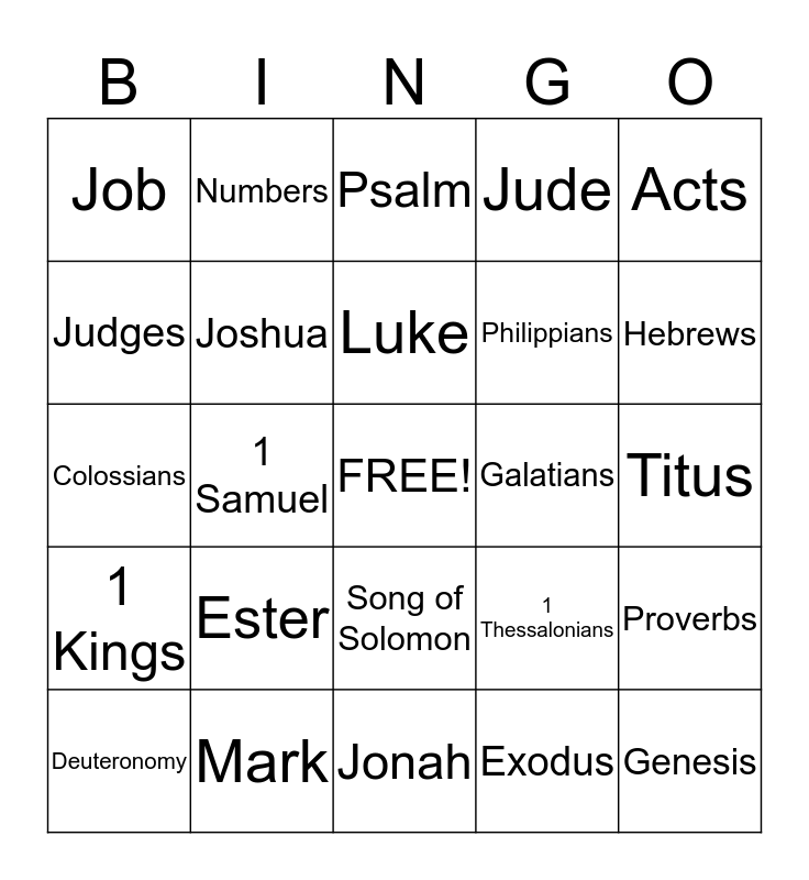 Free Printable Books Of The Bible Bingo Cards Printable Word Searches