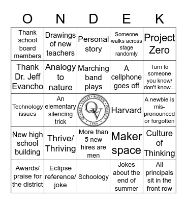 Opening Day 2017-2018 Bingo Card