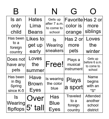 People Bingo Card