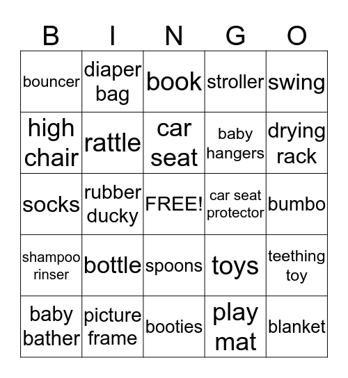 Laurie's Baby BINGO Card