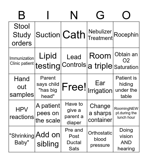 Nurisng Team BINGO Card