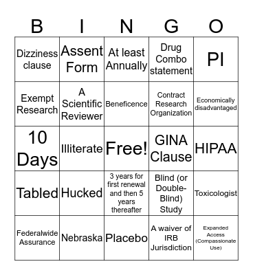 IR-BINGO Card