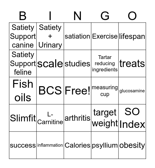 Successful Weight Loss Bingo Card