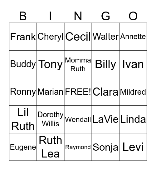 WIGGINS MATRIARCHS AND FAMILY Bingo Card