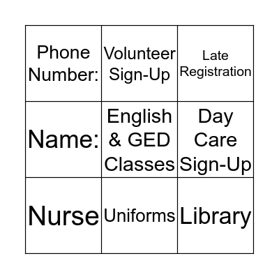 Meet The Teacher Night Bingo Card