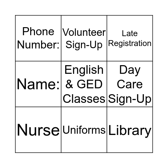 Meet The Teacher Night Bingo Card