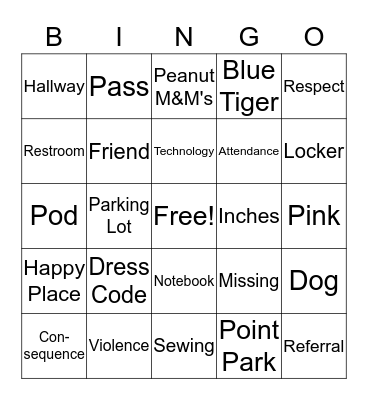 Student Handbook & Blue Tiger Bingo Card