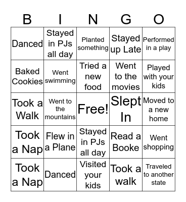 What I did this summer--SSW Bingo Card