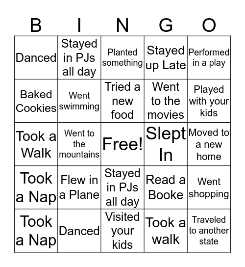 What I did this summer--SSW Bingo Card
