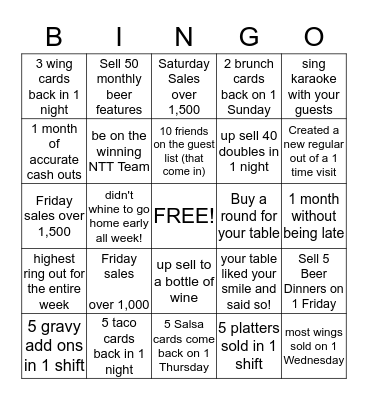 OTR Server Bingo Card